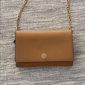 Tory Burch Robinson Leather Wallet on a Chain